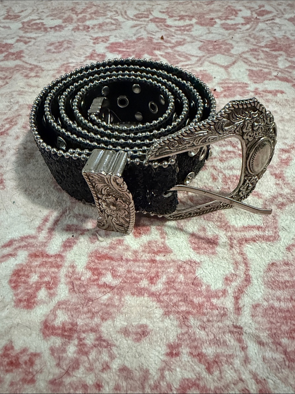 Black Beaded Western Statement Belt